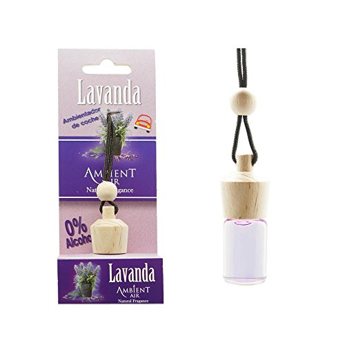 Ambientair Basic. Ambientador para coche Lavanda. Ambientador sin alcohol con tapón de madera. Fragancia suave y duradera que no causa mareos ni irritación.