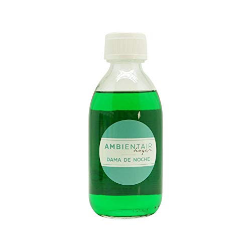 Ambientair. Recambio para ambientador 250ml. Dama de Noche. Recambio para difusor de Varillas. Líquido para Rellenar tu ambientador Mikado de palitos. Sin Alcohol.