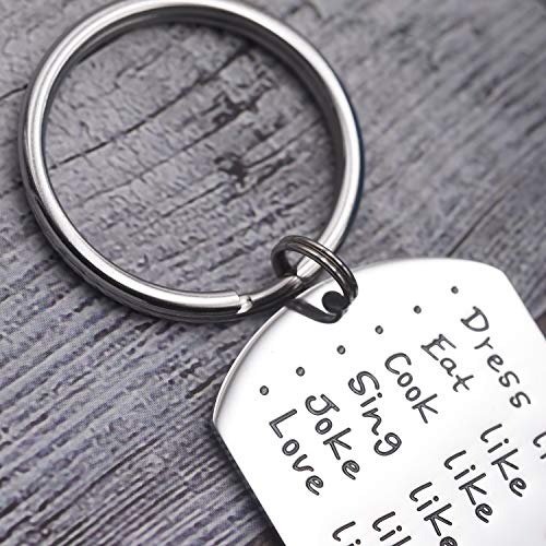 Amigos programa de televisión mercancía llavero vestido como Rachel Eat Like Joey Cook Like Monica Sing Like Phoebe broma como Chandler amor como Ross BFF regalos divertidos (comer cocina)