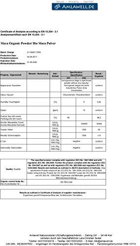 Amlawell polvo de maca orgánica de Perú / 1 kg embalado en Alemania / cultivo orgánico controlada / BIO - DE-ÖKO-039 (1000 g)