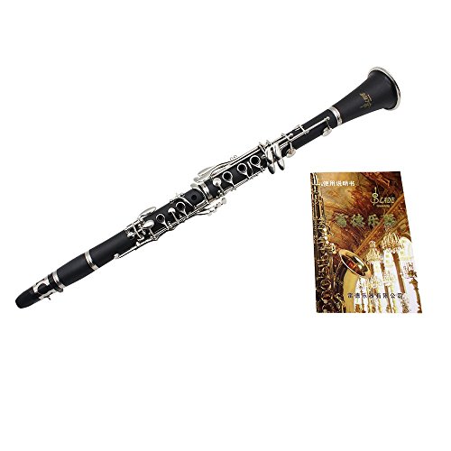 ammoon Clarinete ABS 17 Bb Plana Soprano Binocular Clarinete con Cork Grease Trapo de Limpieza Guantes 10 Cañas Destornillador Reed Caja del Instrumento de Viento de Madera