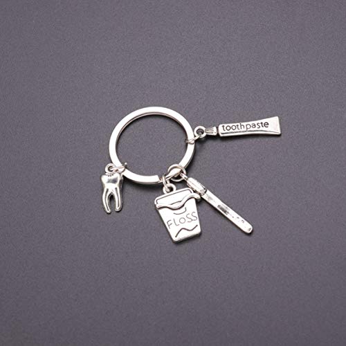 Amosfun llavero dental cepillo de dientes pasta de dientes llavero colgante para dentista higienista dental asistente de regalo