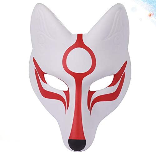 AMOSFUN Máscara de Zorro japonés Kabuki Kitsune máscaras para Hombres, Mujeres, niños, Disfraces de Disfraces de Halloween, Disfraces