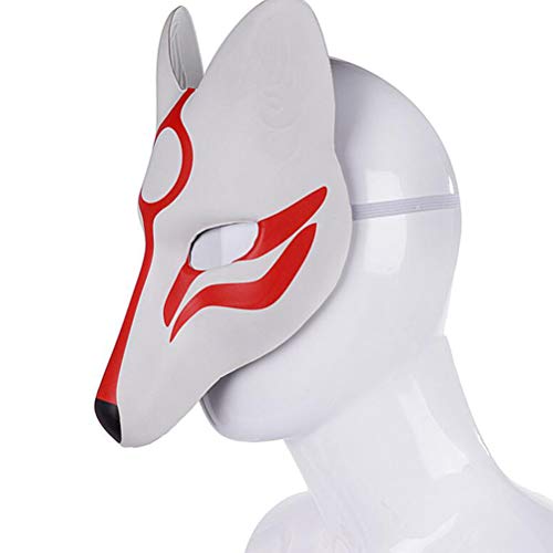 AMOSFUN Máscara de Zorro japonés Kabuki Kitsune máscaras para Hombres, Mujeres, niños, Disfraces de Disfraces de Halloween, Disfraces
