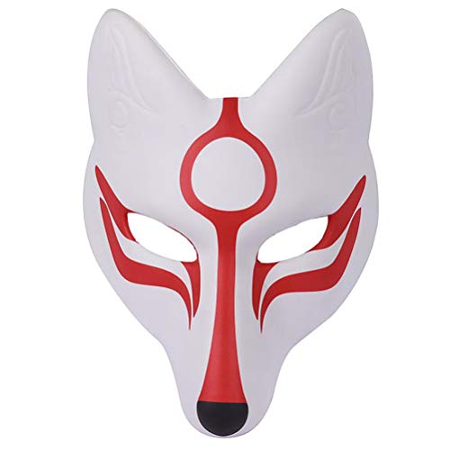 AMOSFUN Máscara de Zorro japonés Kabuki Kitsune máscaras para Hombres, Mujeres, niños, Disfraces de Disfraces de Halloween, Disfraces