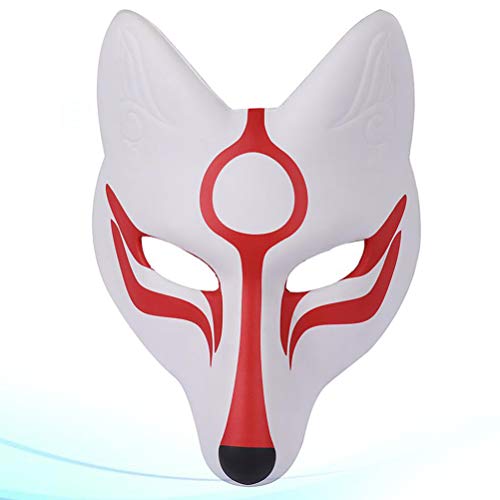 AMOSFUN Máscara de Zorro japonés Kabuki Kitsune máscaras para Hombres, Mujeres, niños, Disfraces de Disfraces de Halloween, Disfraces