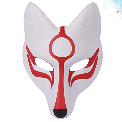 Amosfun Máscara Fox Cosplay Máscara de Halloween Mascarada Máscara Kabuki Japonesa Fiesta de Halloween Christams Cosplay Máscara Danza Maquillaje Prop