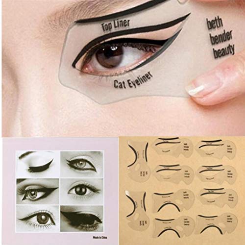 Amoyer Modelos 10pc Delineador de Ojos Sombra de Ojos con alas Plantillas Eye Liner Lápiz de Sombra de Ojos Guía Shaping Plantilla de la Plantilla Ojos fabricar Herramientas de la Ayuda de