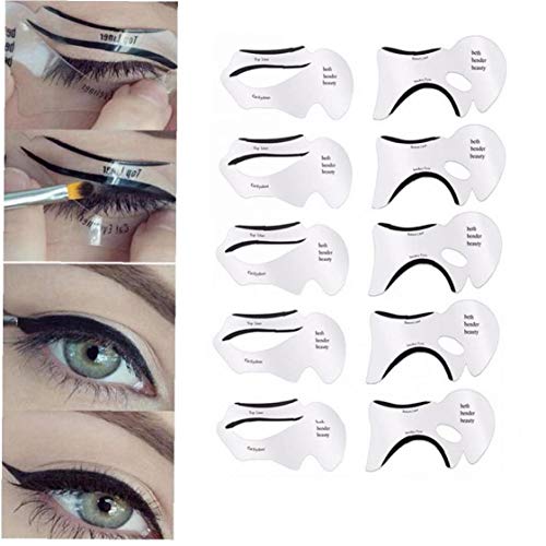 Amoyer Modelos 10pc Delineador de Ojos Sombra de Ojos con alas Plantillas Eye Liner Lápiz de Sombra de Ojos Guía Shaping Plantilla de la Plantilla Ojos fabricar Herramientas de la Ayuda de