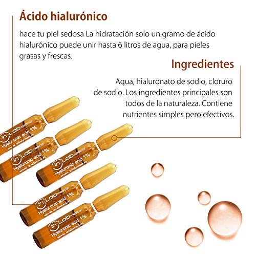 Ampollas Ácido Hialurónico 1% Suero de ácido hialurónico/Dermaroller Sueros faciales Ampollas/Activo Potenciador antiarrugas hidratante altamente concentrado Mujeres (2ml ×10）