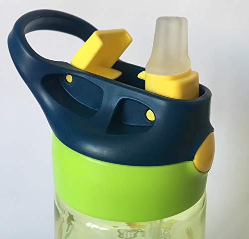 AMTBABY Botella de Tritan reutilizable con sistema antigoteo de 450ml. Facil Apertura. Sin BPA para uso diario y aprendizaje de Bebes y Niños.