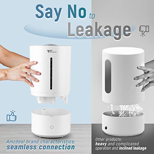 amzdeal Humidificador 4L - Humidificador Gran Capacidad con 3 Niveles de Niebla Regulables, Ultra Silencioso & Salida 360° Giratoria, 3 Colores de LED Indicadores, Apagado Automático sin Agua