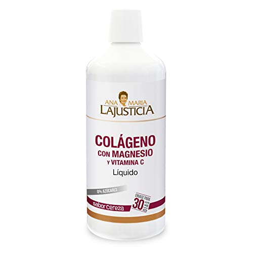Ana Maria Lajusticia - Colágeno con magnesio y vitamina c – 1 litro (sabor cereza) articulaciones fuertes y piel tersa. Regenerador de tejidos con colágeno hidrolizado. Envase para 30 días.