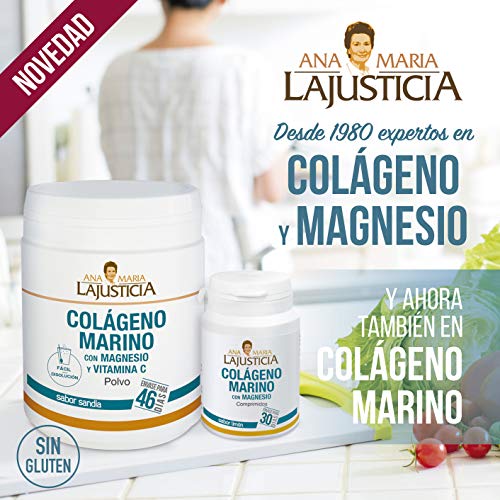 Ana Maria Lajusticia - Colágeno marino con magnesio – 180 comp (sabor limón). Articulaciones fuertes y piel tersa. Regenerador de tejidos con colágeno hidrolizado tipo 1 y 2. Envase para 30 días.