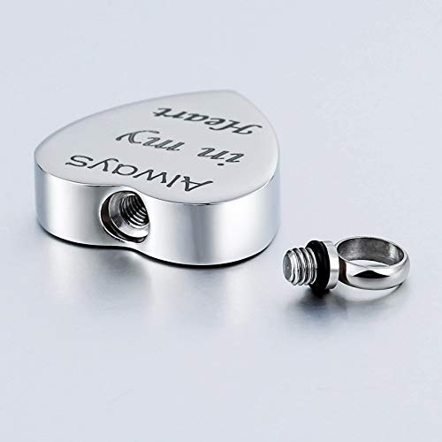 AnazoZ Acero Inoxidable Personalizado Collar de Cremación Collar para Cenizas Colgante de Recuerdo Corazón Alwalys in my Heart