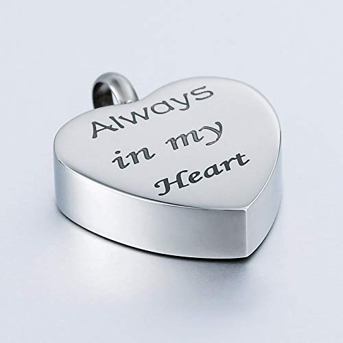 AnazoZ Acero Inoxidable Personalizado Collar de Cremación Collar para Cenizas Colgante de Recuerdo Corazón Alwalys in my Heart