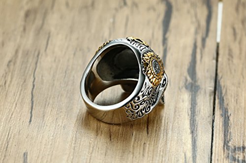 AnazoZ Anillos de Hombre Acero Inoxidables Anillo Cruz Calavera Anillo Hombre Oro Verde Plata Anillo Talla 30