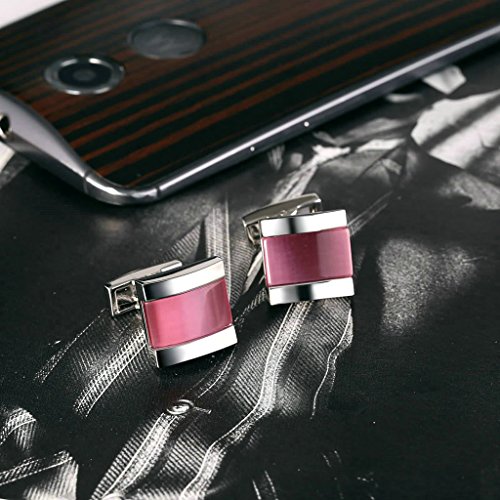 AnazoZ Joyería de Moda 1 Par Gemelos de Hombre Acero Inoxidable Forma Cuadrada Color Rosa Gemelos Para Hombre