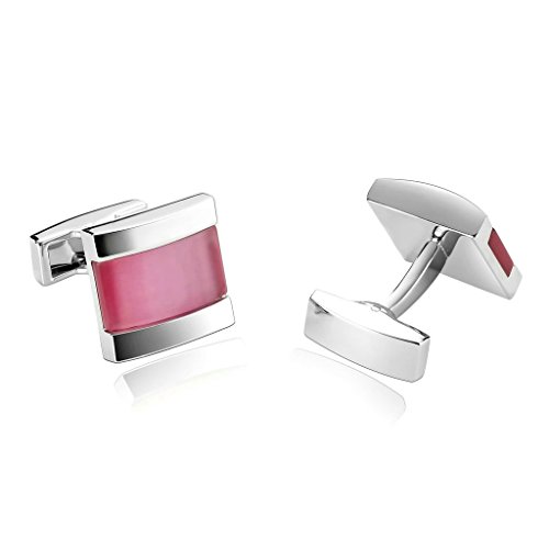 AnazoZ Joyería de Moda 1 Par Gemelos de Hombre Acero Inoxidable Forma Cuadrada Color Rosa Gemelos Para Hombre