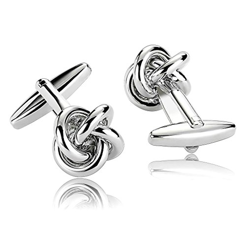 AnazoZ Joyería de Moda 1 Par Gemelos de Hombre Acero Inoxidable Forma Nudo Color Plata Gemelos Para Hombre
