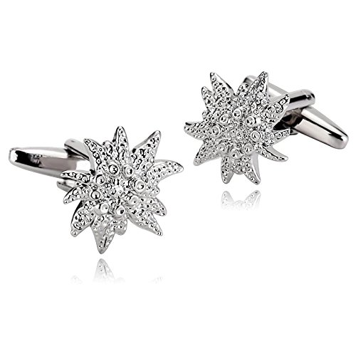 AnaZoz Joyería de Moda Gemelos de Hombre Gemelos Acero Inoxidable Camisa Gemelos Hombre Gemelos Estrella de Mar Gemelos Plata