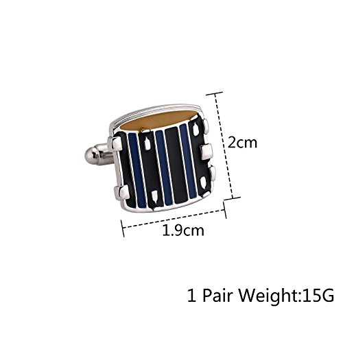 AnazoZ Joyería de Moda Gemelos de Hombre Gemelos Acero Inoxidable Camisa Gemelos Hombre Gemelos Tambor Gemelos Azul Amarillo
