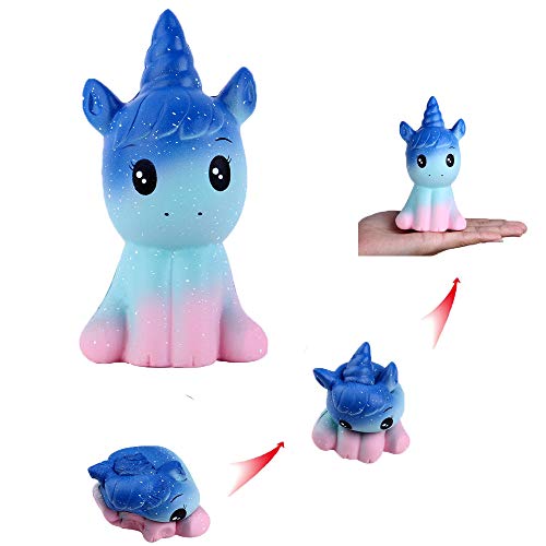 Anboor Squishies 2 Piezas Unicornio Caballo Kawaii Suave Crecimiento Lento Squishies perfumados Juguetes Alivio del estrés Juguetes Infantiles Accesorios de decoración (1 Blanco y 1 Galaxia)