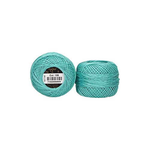 Anchor Hilos De Bordar Hilo De Perla, Espesor: 8, Longitud: 10g, Longitud: 82m seegrün, 4cm x 4cm x 3cm