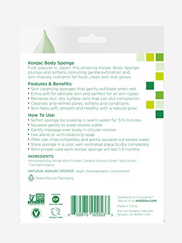 Andalou Naturals - Esponja corporal Konjac, 1 unidad