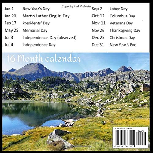 Andorra Wall Calendar 2021: Great gifts ideas for teacher and for special holidays ( Christmas, Halloween and Thanksgiving) birthdays party Birthdays