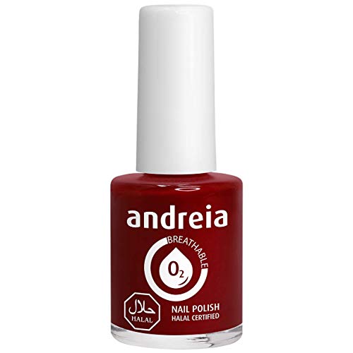 Andreia Halal Esmalte de Uñas Transpirable - Permeable Al Agua - Color B14 Roja - Sombras de Rosa | 10,5 ml