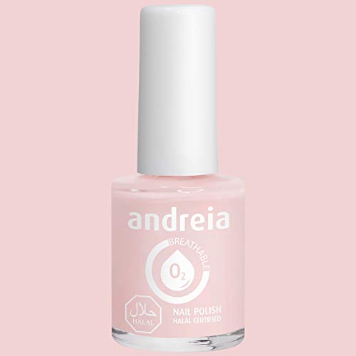 Andreia Halal Esmalte de Uñas Transpirable - Permeable Al Agua - Color B19 Rosa - Sombras de Nus - Tonos Dulces | 10,5 ml