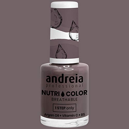 Andreia Professional NutriColor - Esmalte de uñas vegano transpirable - Color NC25 Gris oscuro - 10.5ml