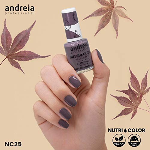 Andreia Professional NutriColor - Esmalte de uñas vegano transpirable - Color NC25 Gris oscuro - 10.5ml