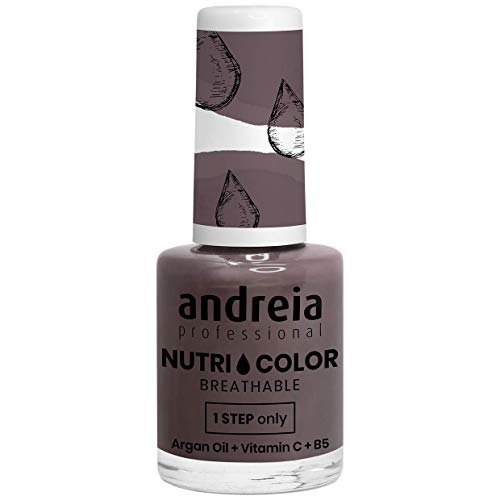Andreia Professional NutriColor - Esmalte de uñas vegano transpirable - Color NC25 Gris oscuro - 10.5ml