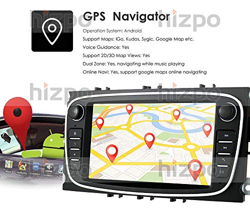 Android 10 OS 7 Pulgadas 2 DIN Car Radio Moniceiver GPS Navegación Bluetooth para Ford C-MAX/Connect/Fiesta/Focus/Fusion/Galaxy/Kuga S-MAX/Transit/Mondeo (Negro)