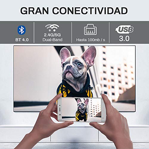 Android TV Box 10, 4GB RAM 32GB ROM Android 10 Compatible con 4K 3D, RK3318 Dual-WiFi 2.4g / 5g Smart TV Box con Mini Teclado