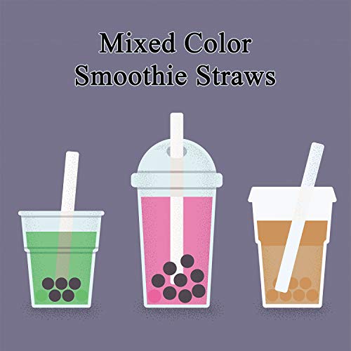 Aneco - Pajitas para batidos, 100 unidades, 10 mm x 210 mm, de plástico grande, para batidos, batidos de frutas