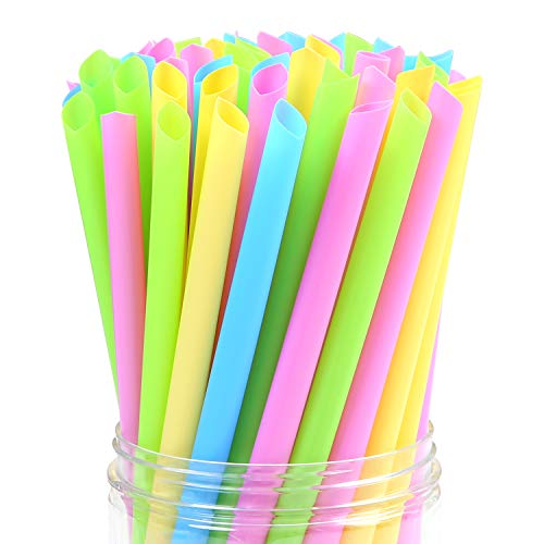 Aneco - Pajitas para batidos, 100 unidades, 10 mm x 210 mm, de plástico grande, para batidos, batidos de frutas