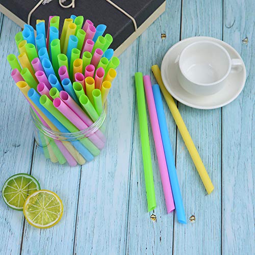 Aneco - Pajitas para batidos, 100 unidades, 10 mm x 210 mm, de plástico grande, para batidos, batidos de frutas