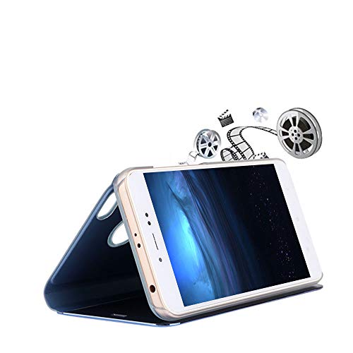 Anfire-ES Funda Xiaomi Redmi Note 5A Prime, Inteligente Case Flip Piel Carcasa de Espejo, Transparente Tapa del Tirón Soporte Plegable Auto Sueño/Estela 360 Protección Lujoso Cover Smart Case - Plata