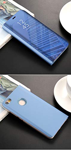 Anfire-ES Funda Xiaomi Redmi Note 5A Prime, Inteligente Case Flip Piel Carcasa de Espejo, Transparente Tapa del Tirón Soporte Plegable Auto Sueño/Estela 360 Protección Lujoso Cover Smart Case - Plata