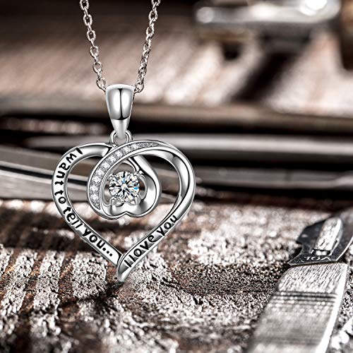 ANGEL NINA Collar con colgante de corazón para mujer Collar de corazón para ella Collar de corazón de plata para mujer Collar de plata 925 para mujer Regalo para su joyería Regalos para mujer