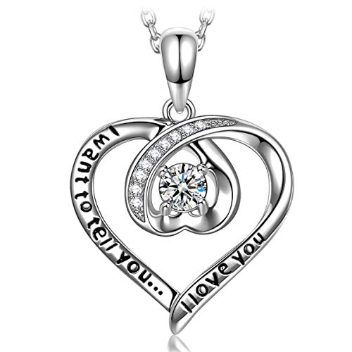 ANGEL NINA Collar con colgante de corazón para mujer Collar de corazón para ella Collar de corazón de plata para mujer Collar de plata 925 para mujer Regalo para su joyería Regalos para mujer