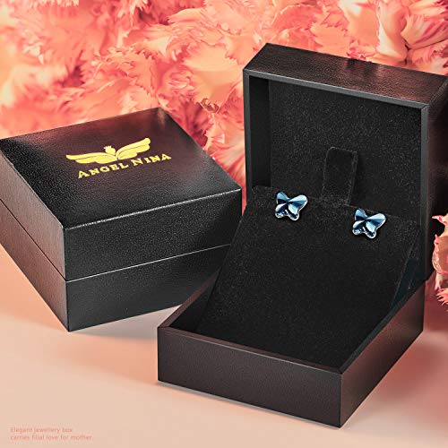 ANGEL NINA Pendientes de plata para mujer Pendientes de cristal para mujer Pendientes de botón para niñas Pendientes de niña Pendientes de plata 925 Regalos para su joyería para niñas Regalos de novia