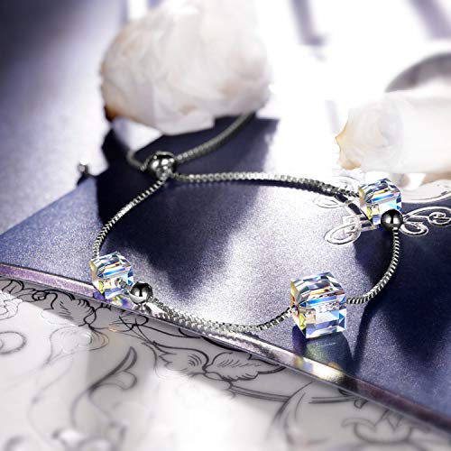 ANGEL NINA pulseras mujer plata de ley pulseras mujer baratas Cristal de Swarovski tous mujer joyeria regalos originales para mujer mama profesores regalos cumpleaños aniversario