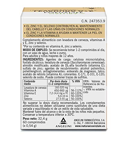 Angelini Natura 2473539 Levadura A+E - 60 Comprimidos