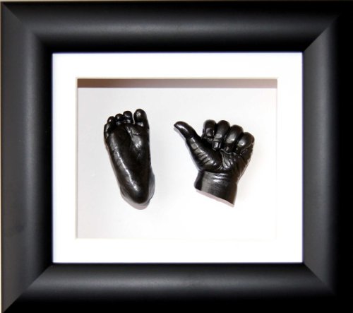 Anika-Baby Kit de moulage, 15,2 x 12,7 cm Cadre boîte 3D Noir Passe-partout blanc/peinture/Noir Métallique 21,6 cm