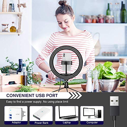 Anillo de Luz con Tripode, doosl 10" Regulables Selfies Anillo de Luz con Remoto Inalámbrico para iPhone Móviles para Maquillaje, Videos de Youtube, Fotografías, Tomas, TikTok- con 3 Modos de Luces