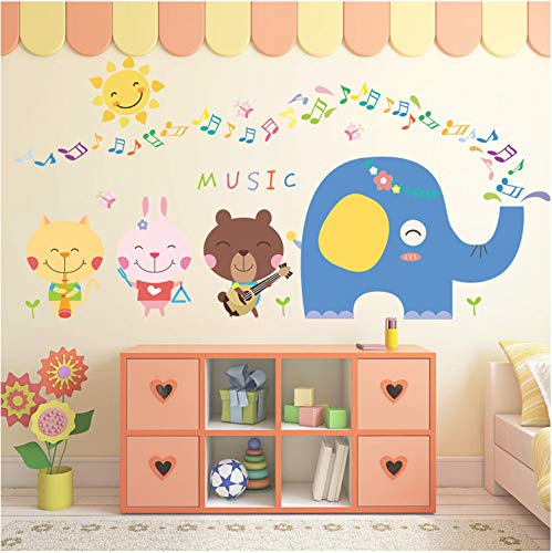 Animal music sala infantil jardín de infantes decorativo decorativo impermeable pegatinas de pared 41 * 82 cm